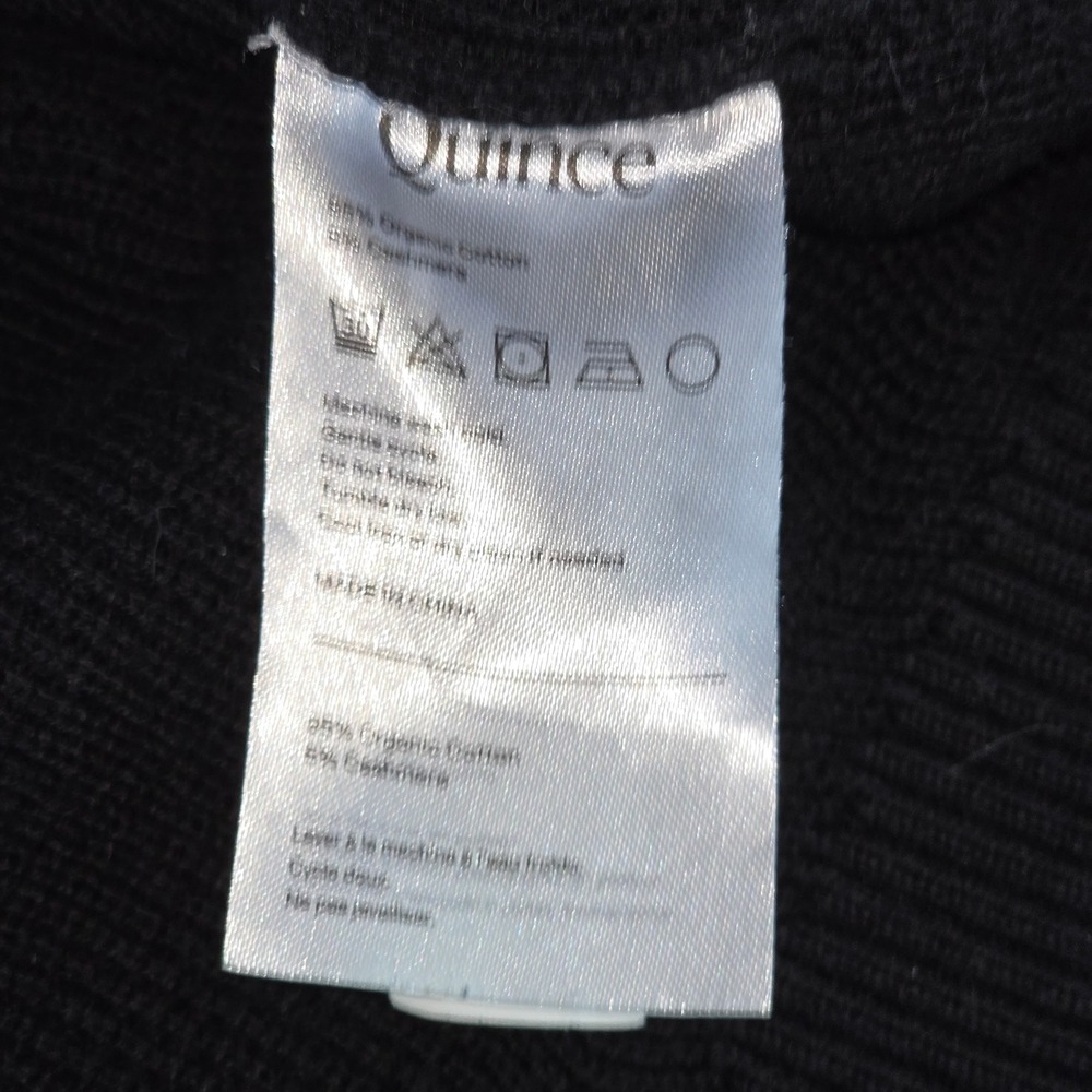 Quince Organic Cotton Cashmere Waffle Crewneck Sweater Black XXL - Picture 10 of 15